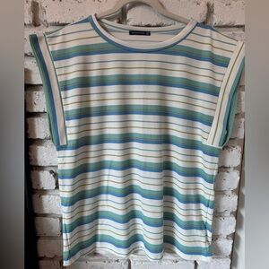 Staccato Blue and Green Striped Top -NWOT boutique brand